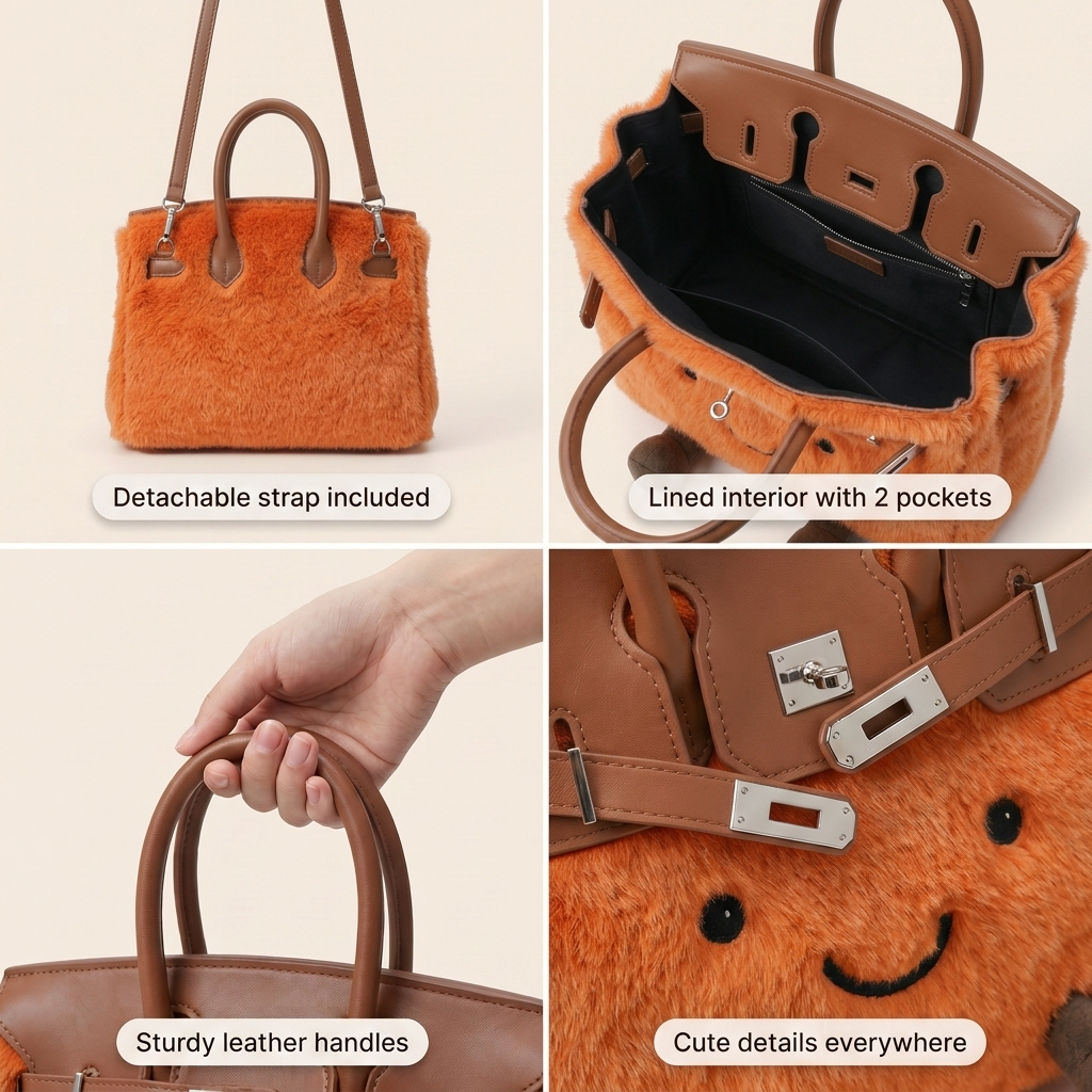 Fluffy Fox Orange-Jellycat Mini brikin Bag