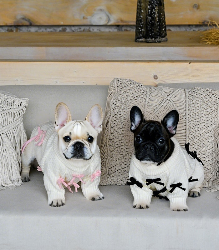 Black Bow-3D Motif Pet Sweater