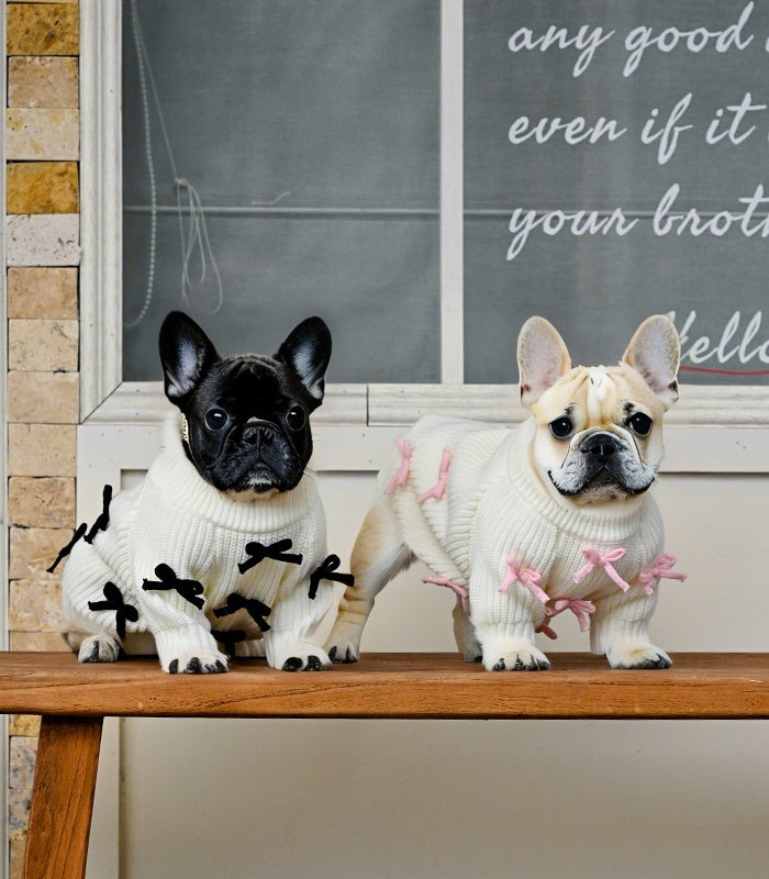 Black Bow-3D Motif Pet Sweater