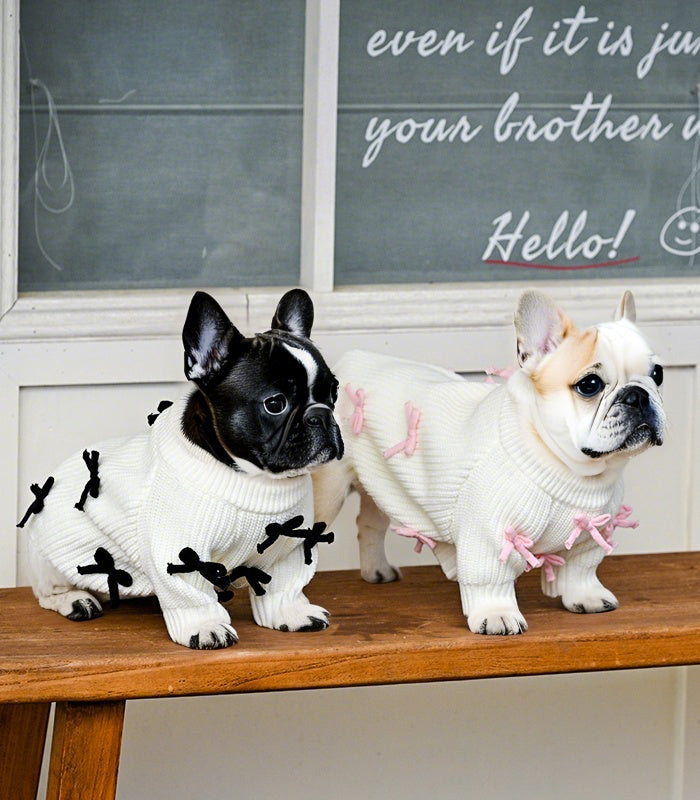 Black Bow-3D Motif Pet Sweater