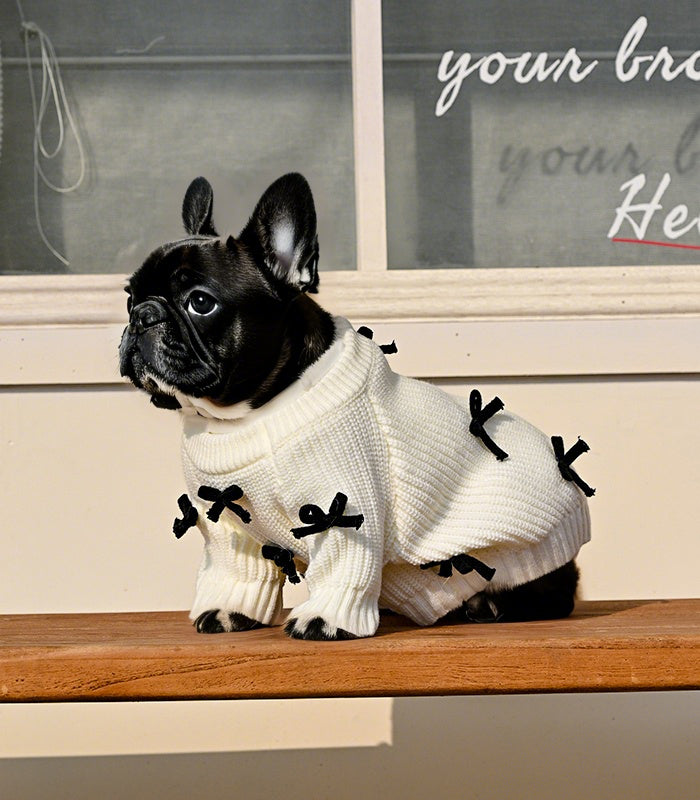Black Bow-3D Motif Pet Sweater