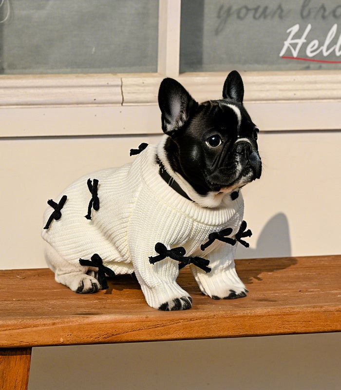 Black Bow-3D Motif Pet Sweater