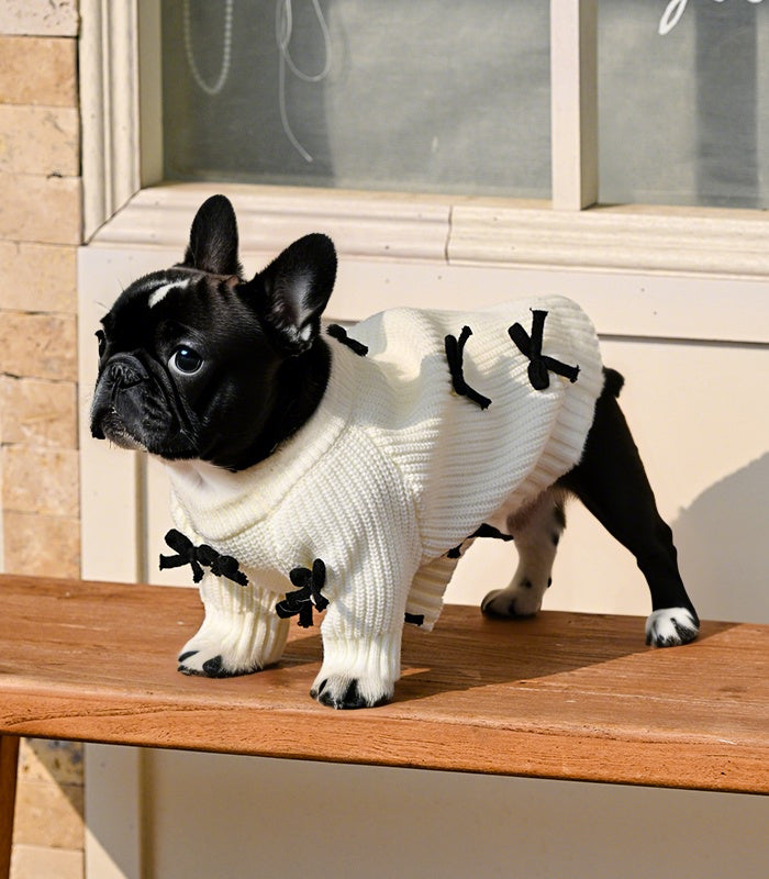 Black Bow-3D Motif Pet Sweater