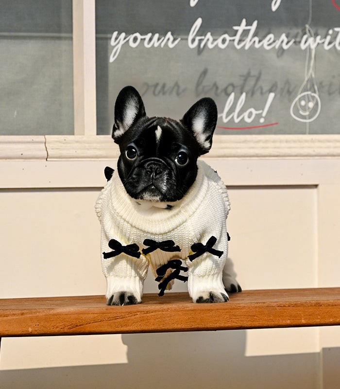 Black Bow-3D Motif Pet Sweater