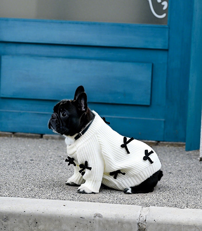 Black Bow-3D Motif Pet Sweater