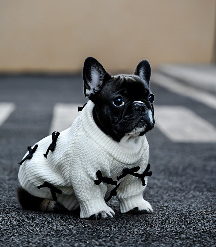 Black Bow-3D Motif Pet Sweater