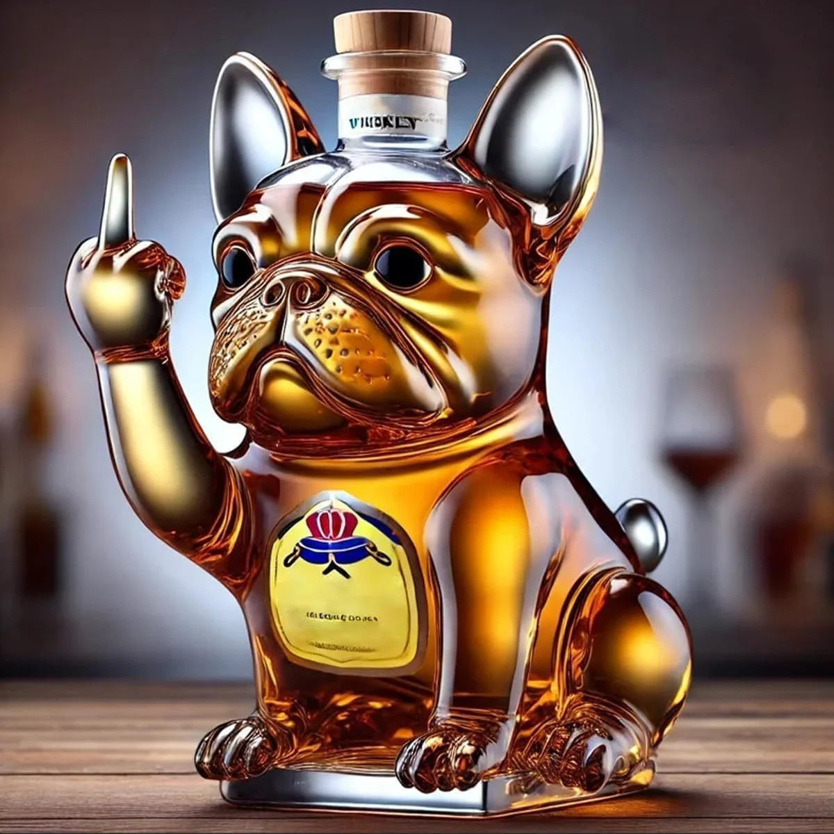 Funny French Bulldog Whiskey Bottle