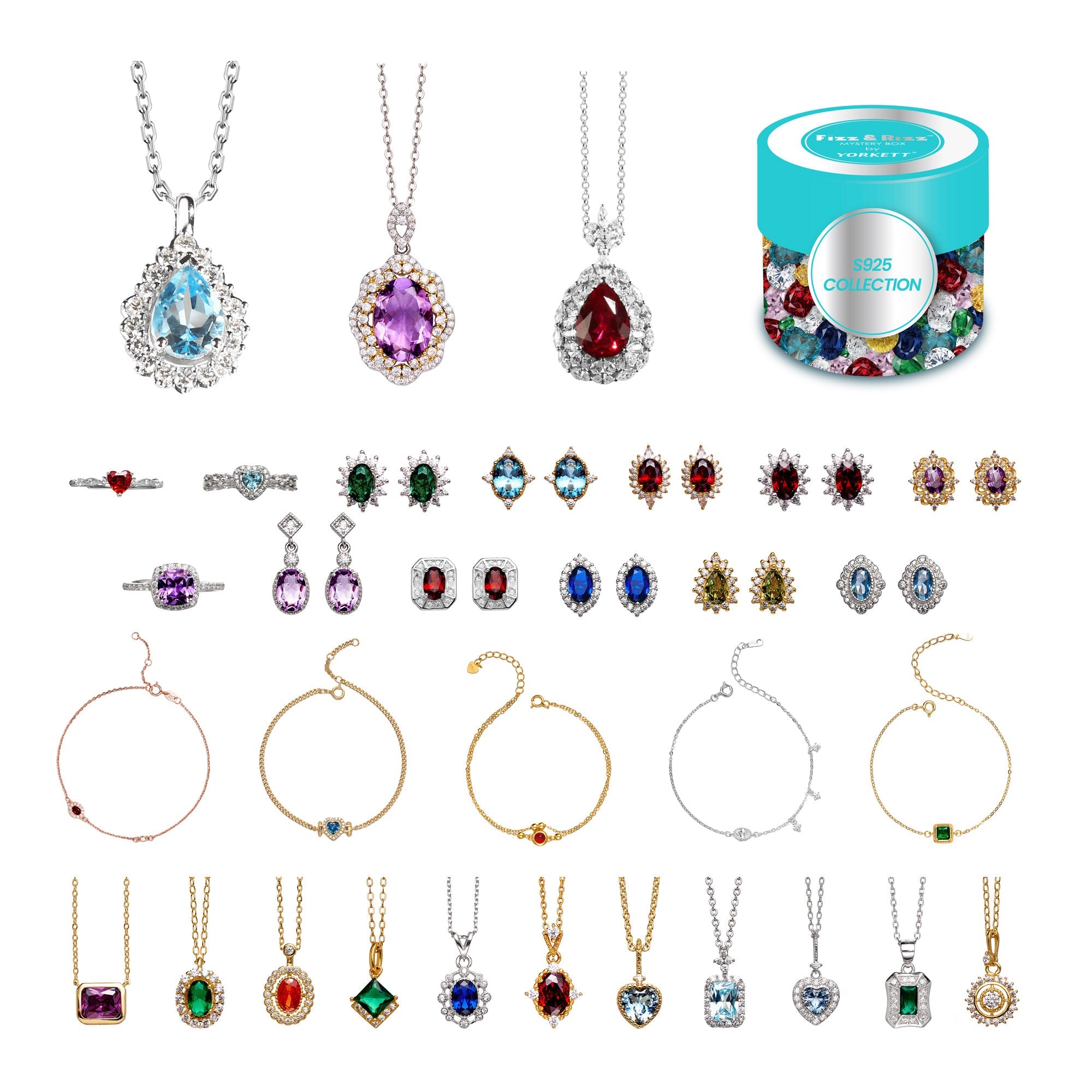 Fizz & Rizz by Yorkett Sterling Silver Jewelry Mystery Box