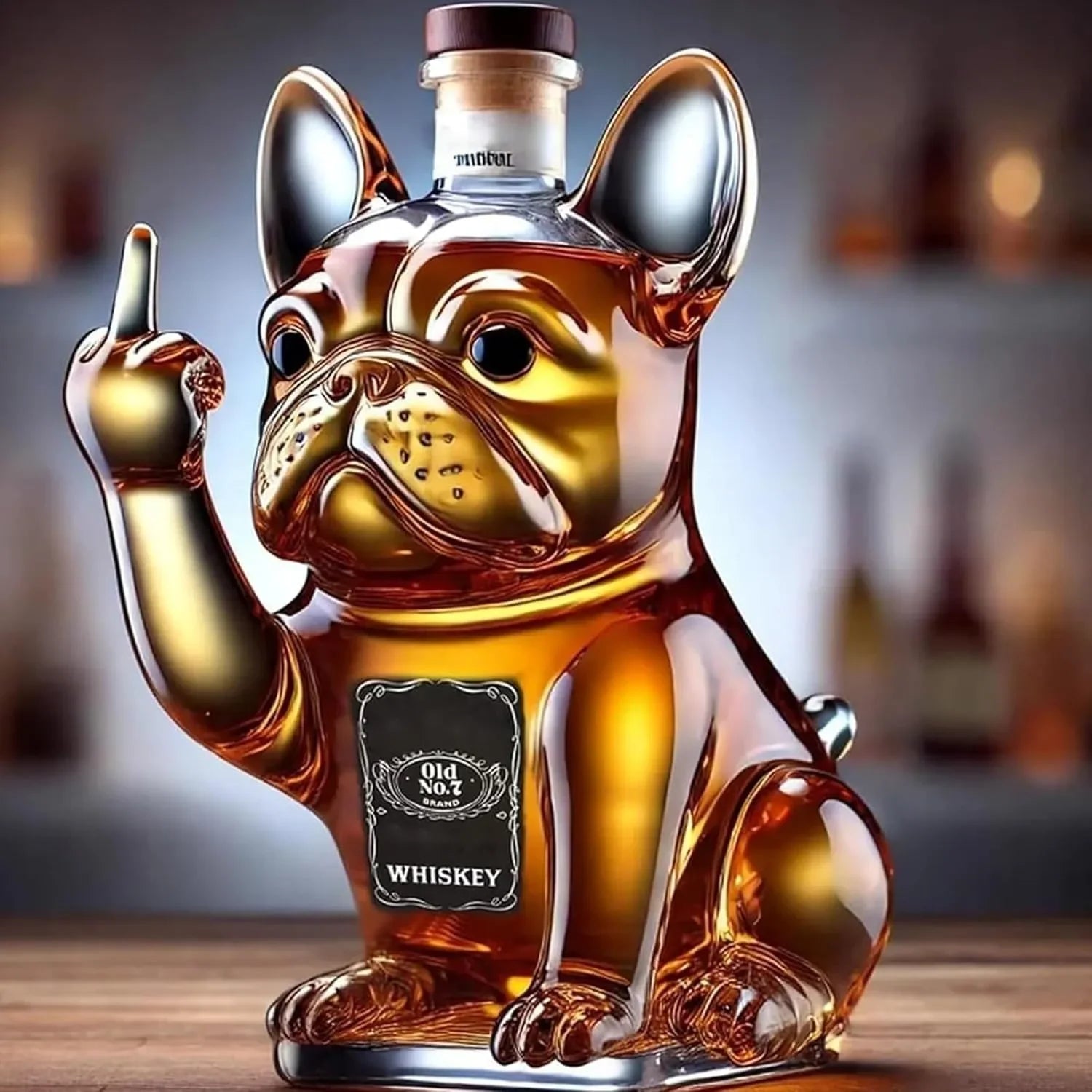 Funny French Bulldog Whiskey Bottle