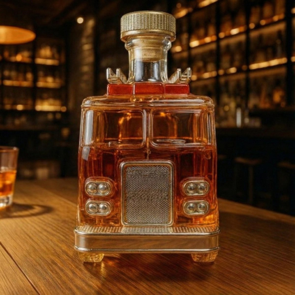 Fire Truck Whiskey Bourbon Decanter Bottle