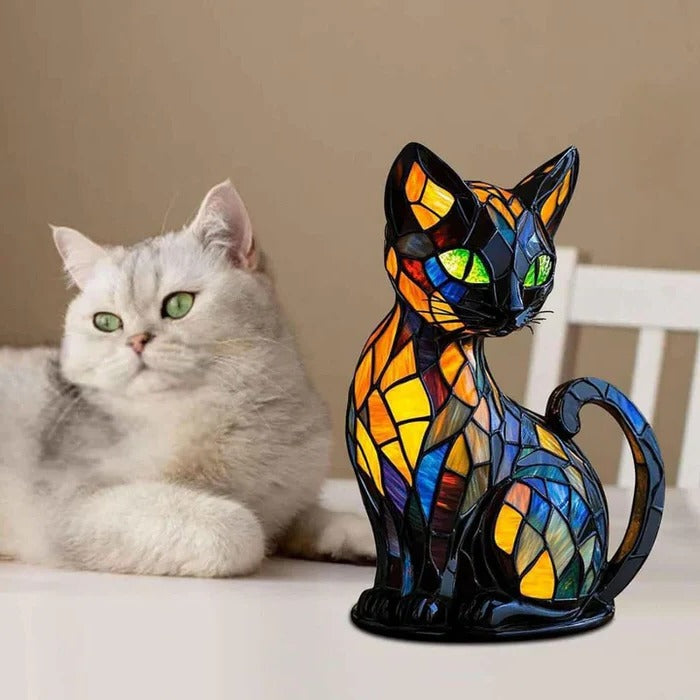 Stained Glass Cat Table Lamp