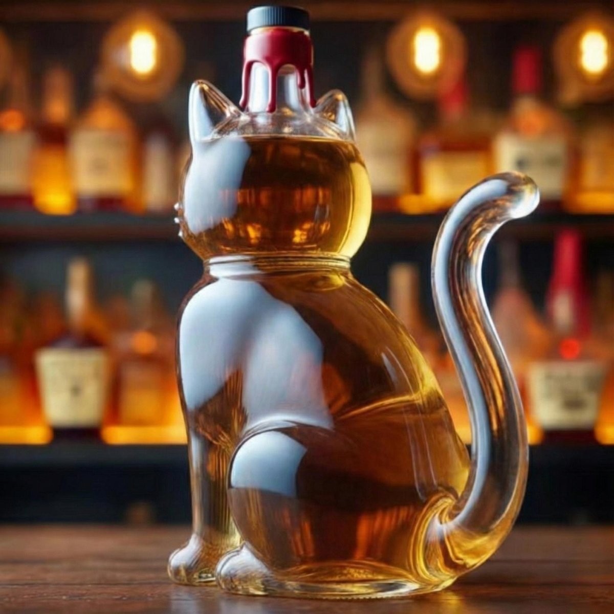 Smiling Cat Whiskey Bourbon Decanter Bottle