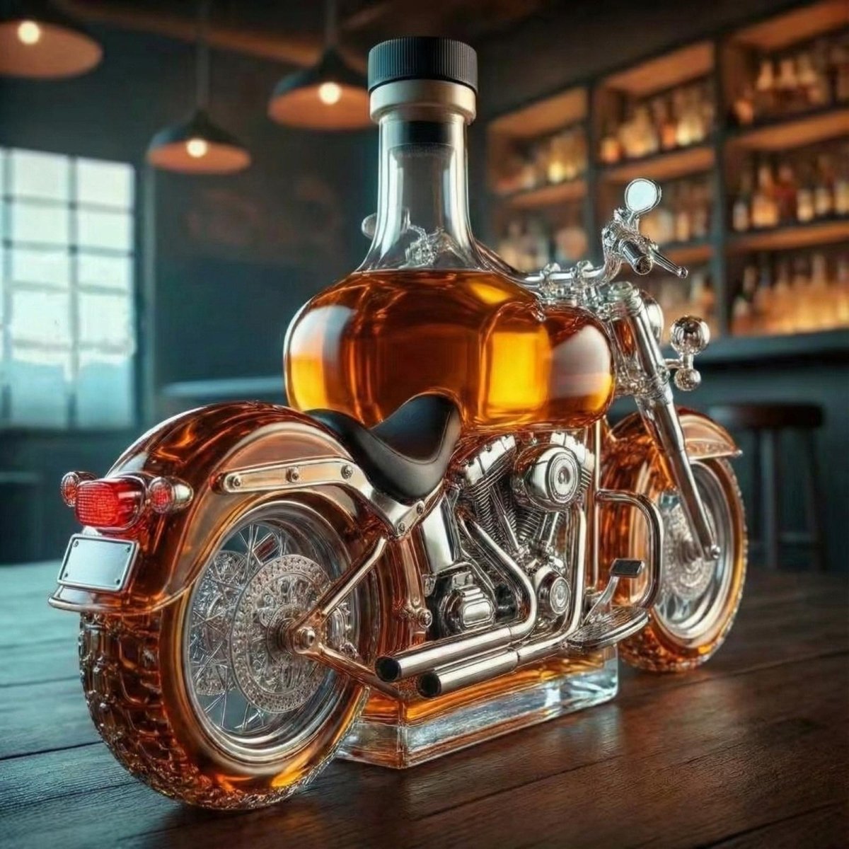 Motorcycle Whiskey Bourbon Decanter Bottle