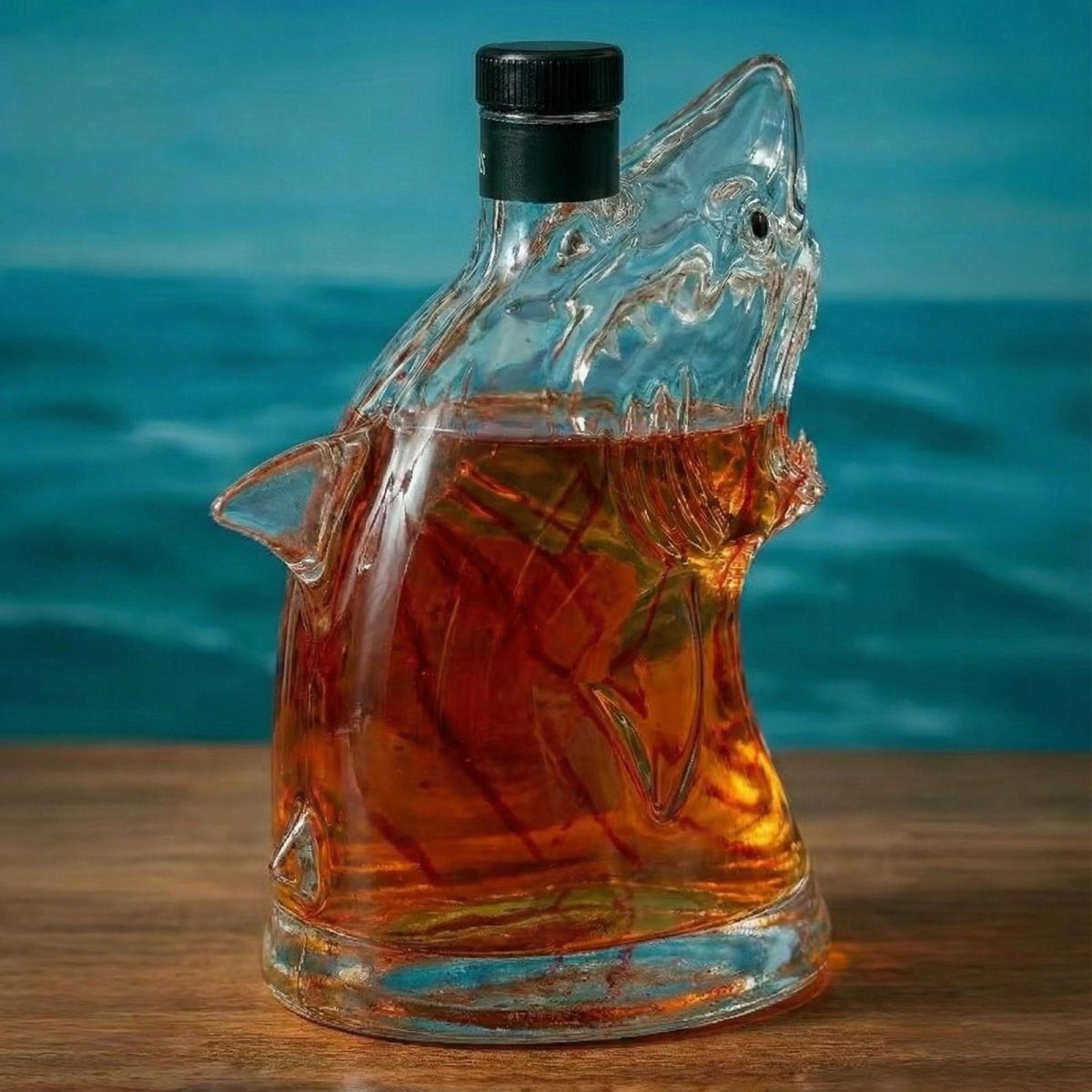 Shark Whiskey Bourbon Decanter Bottle