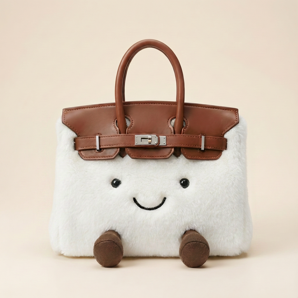 Fluffy Fox White-Jellycat Mini brikin  Bag