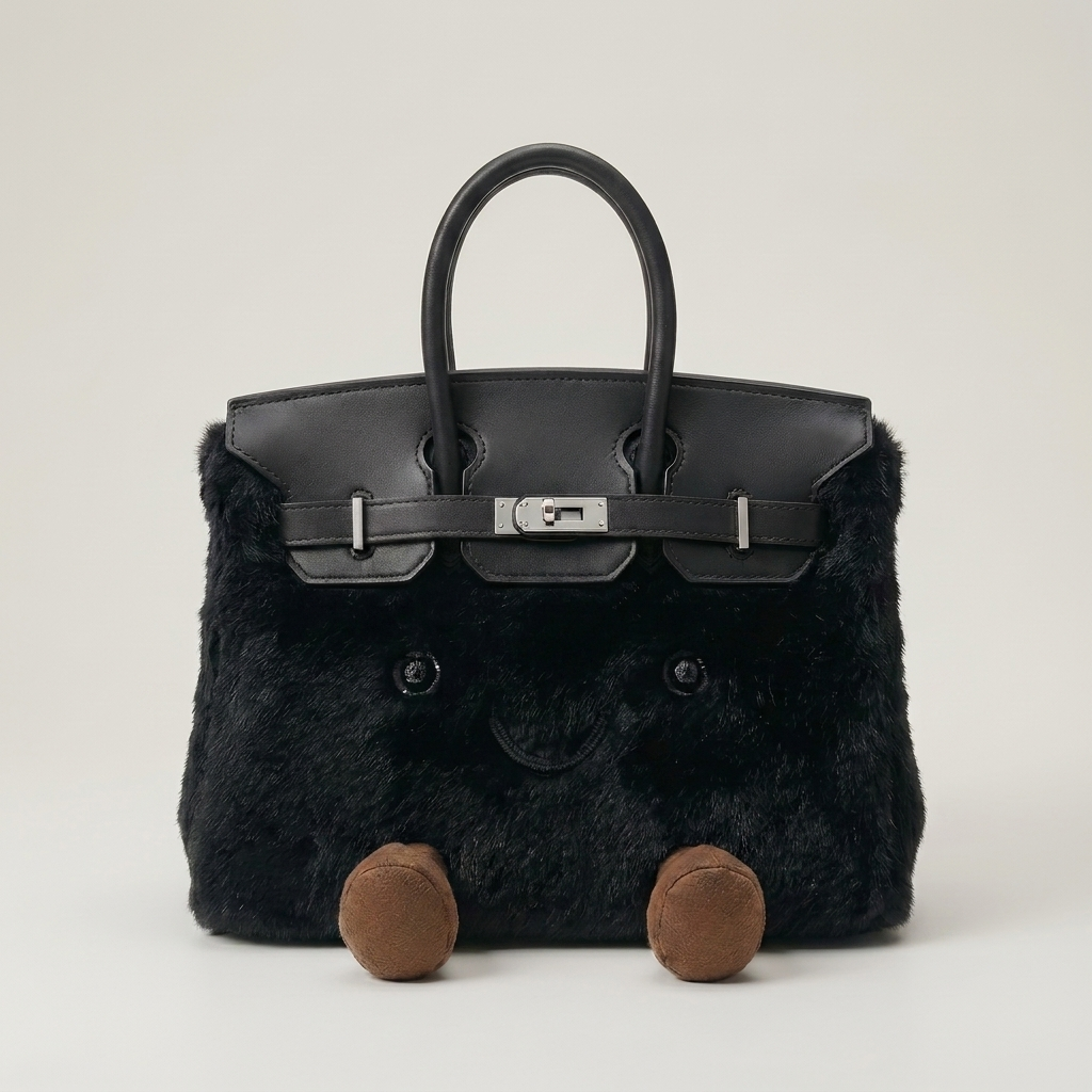 Fluffy Fox Black-Jellycat Mini brikin  Bag