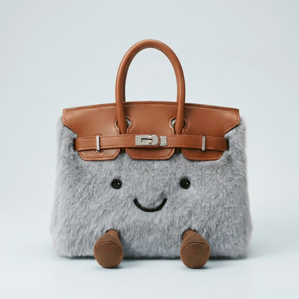 Fluffy Fox Grey-Jellycat Mini brikin  Bag
