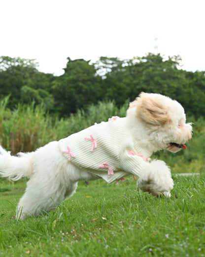 Pink Bow-3D Motif Pet Sweater