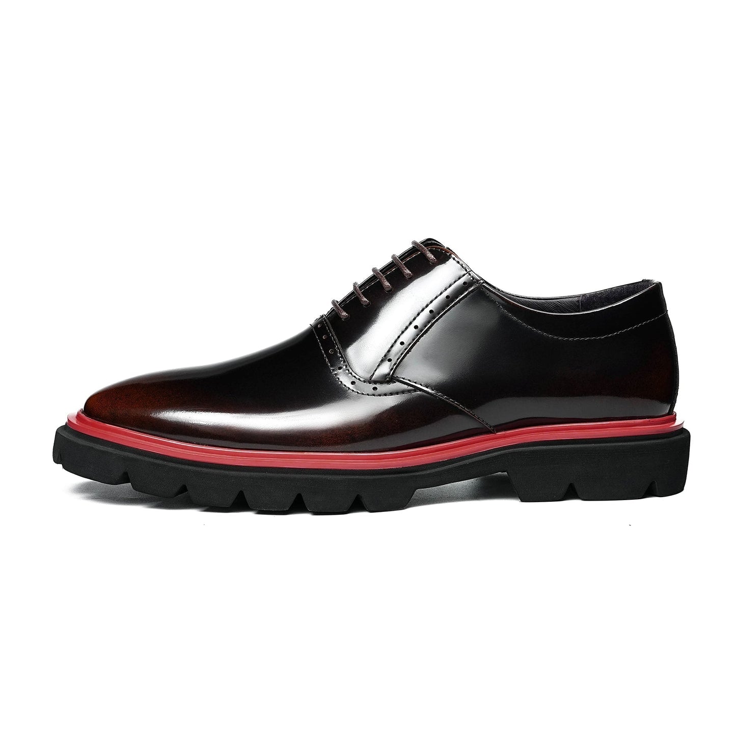 Men's Refined Oxford Shoes: Luminous Finish & Architectural Sole Detailing