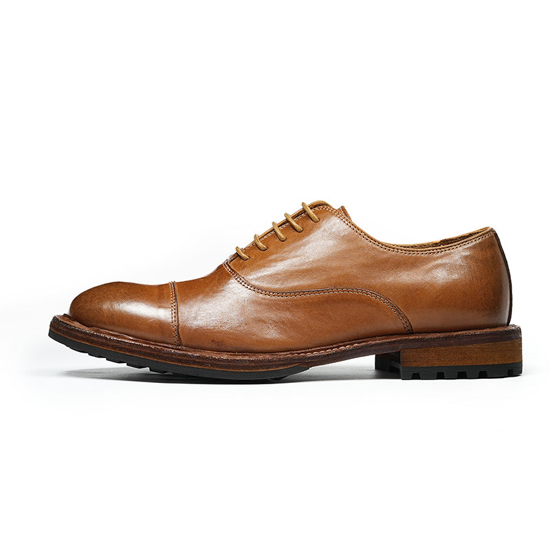 Classic Men's Oxford Shoes Stitching On The Toe Cap: Horsehide Leather and Goodyear Welted