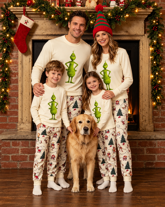 Green Energy-Grinch Family Christmas Pajamas