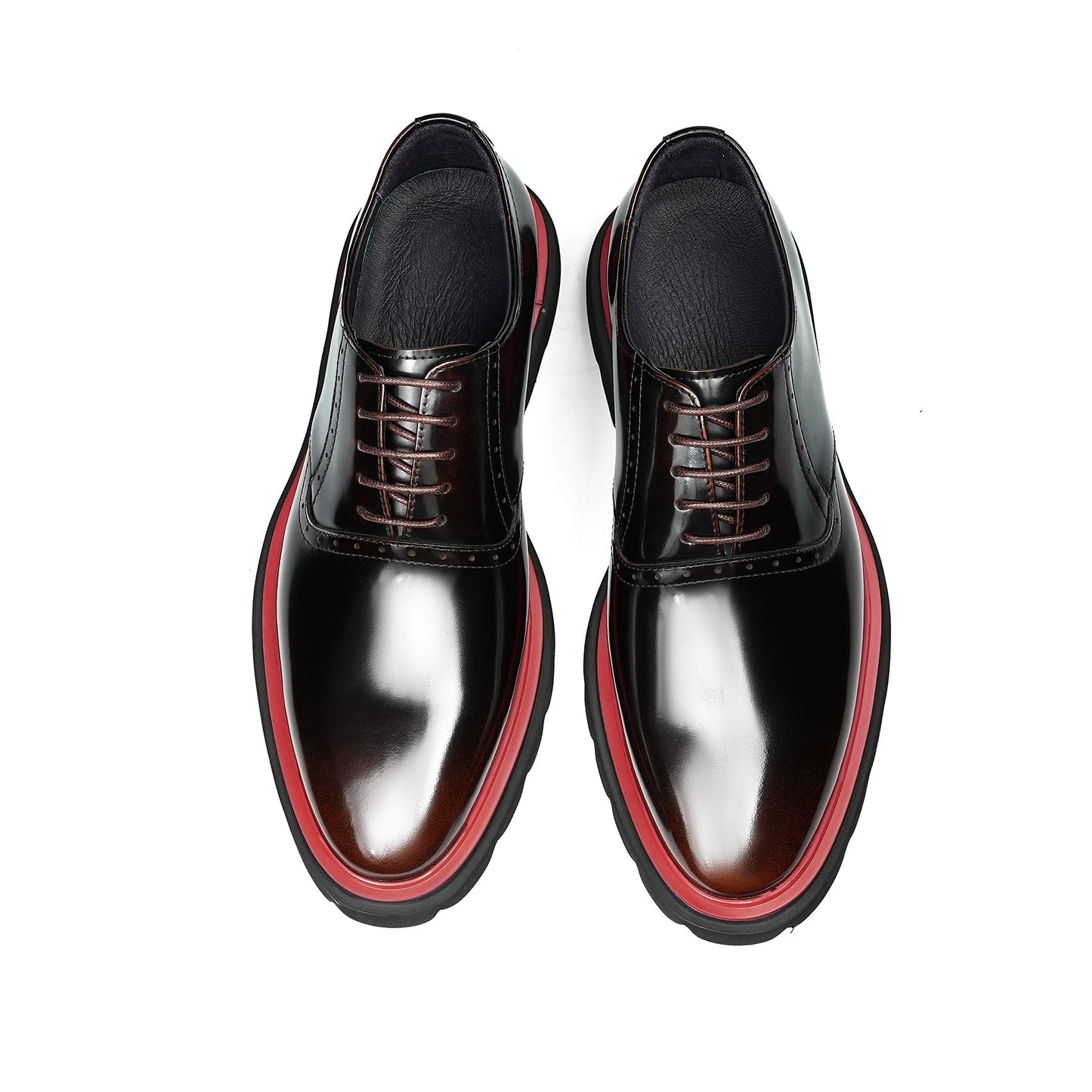 Men's Refined Oxford Shoes: Luminous Finish & Architectural Sole Detailing