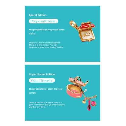 Fizz & Rizz Mystery Jewelry Box Travel Themed Charm Set with Necklace & Bracelet