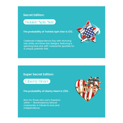 Fizz & Rizz by Yorkett Independence Day Theme Brooch Jewelry Mystery Box