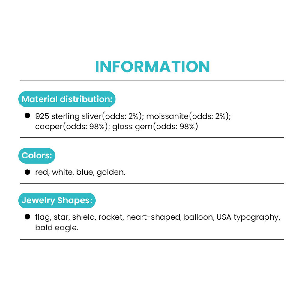Fizz & Rizz by Yorkett Independence Day Theme Brooch Jewelry Mystery Box