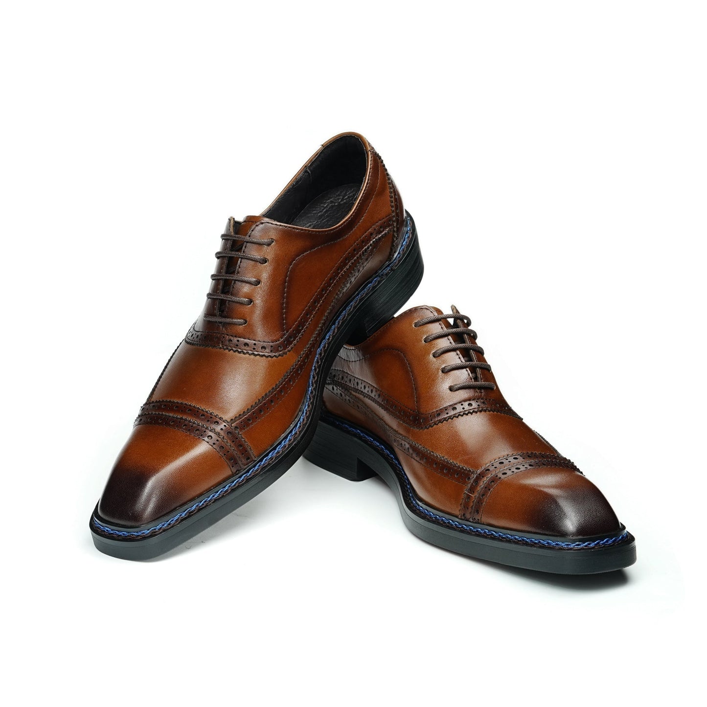 Men's Oxford Shoes: Artisan Broguing & Accent Stitching Detailing