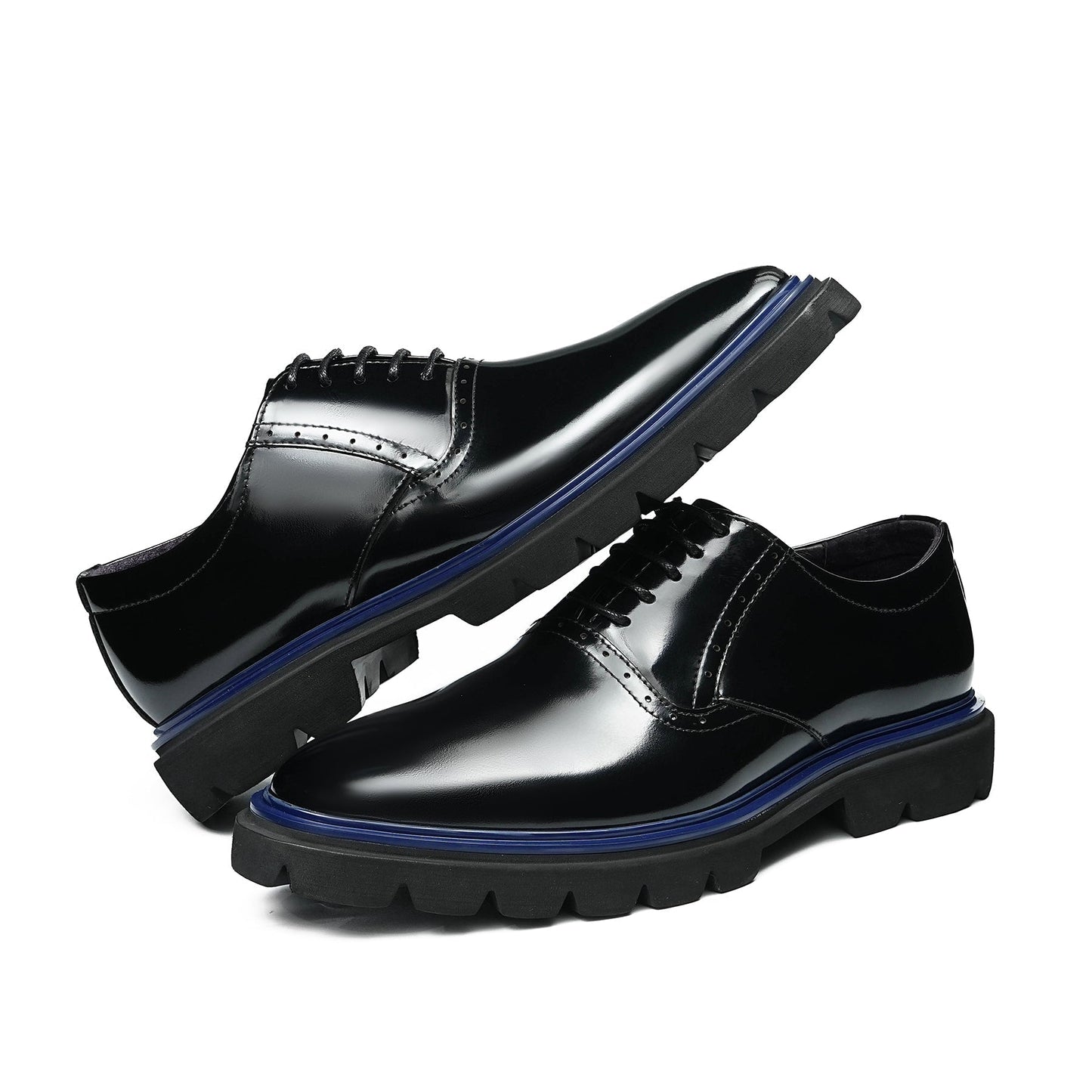 Men's Refined Oxford Shoes: Luminous Finish & Architectural Sole Detailing