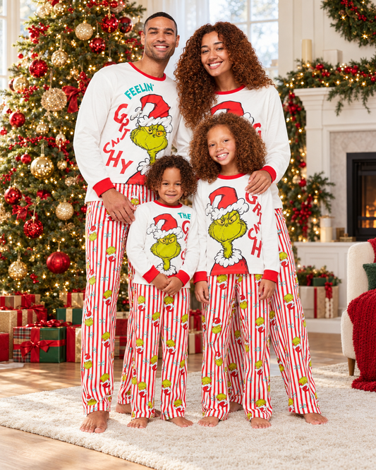 Festive Fusion-Family Matching Grinch Christmas Pajamas