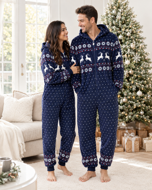 Blue Christmas Onesie-Family Matching Christmas Pajamas