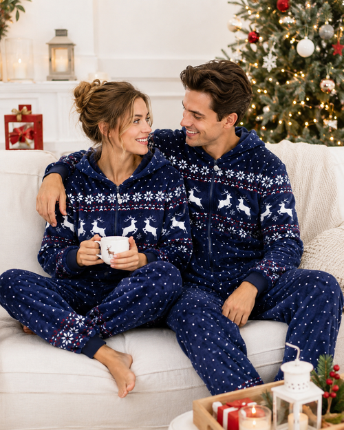 Blue Christmas Onesie-Family Matching Christmas Pajamas