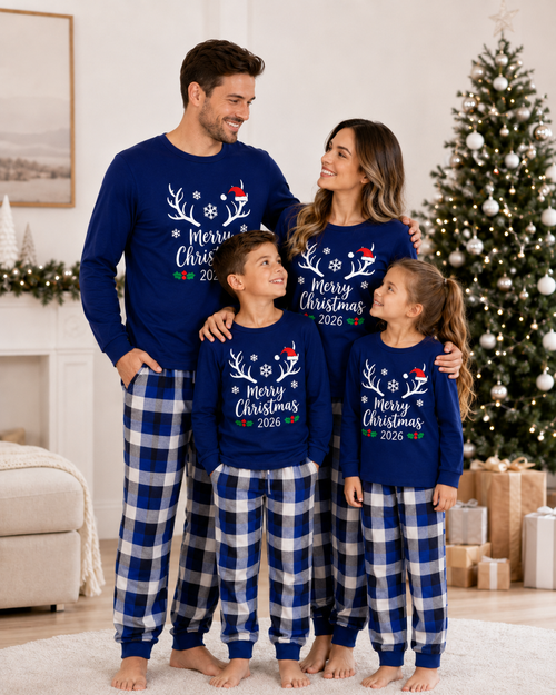 Merry Antlers 2026 Family Christmas Pajamas
