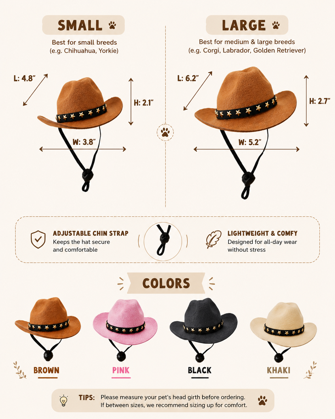 Adjustable Cowboy Hat for Dogs & Cats
