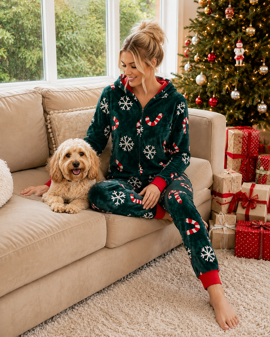 Candy Cane Onesie-Family Matching Christmas Pajamas