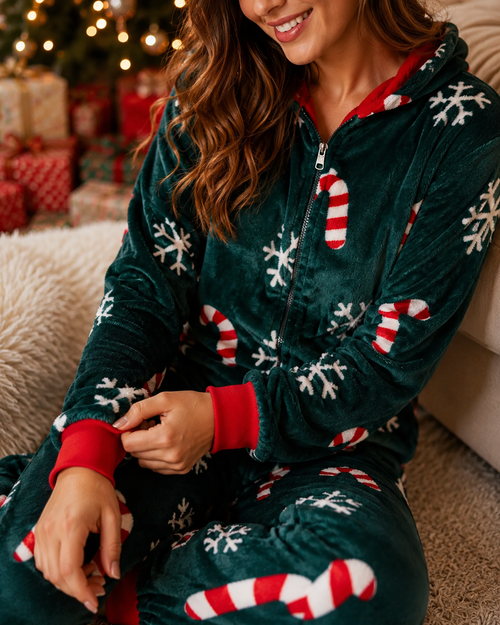 Candy Cane Onesie-Family Matching Christmas Pajamas