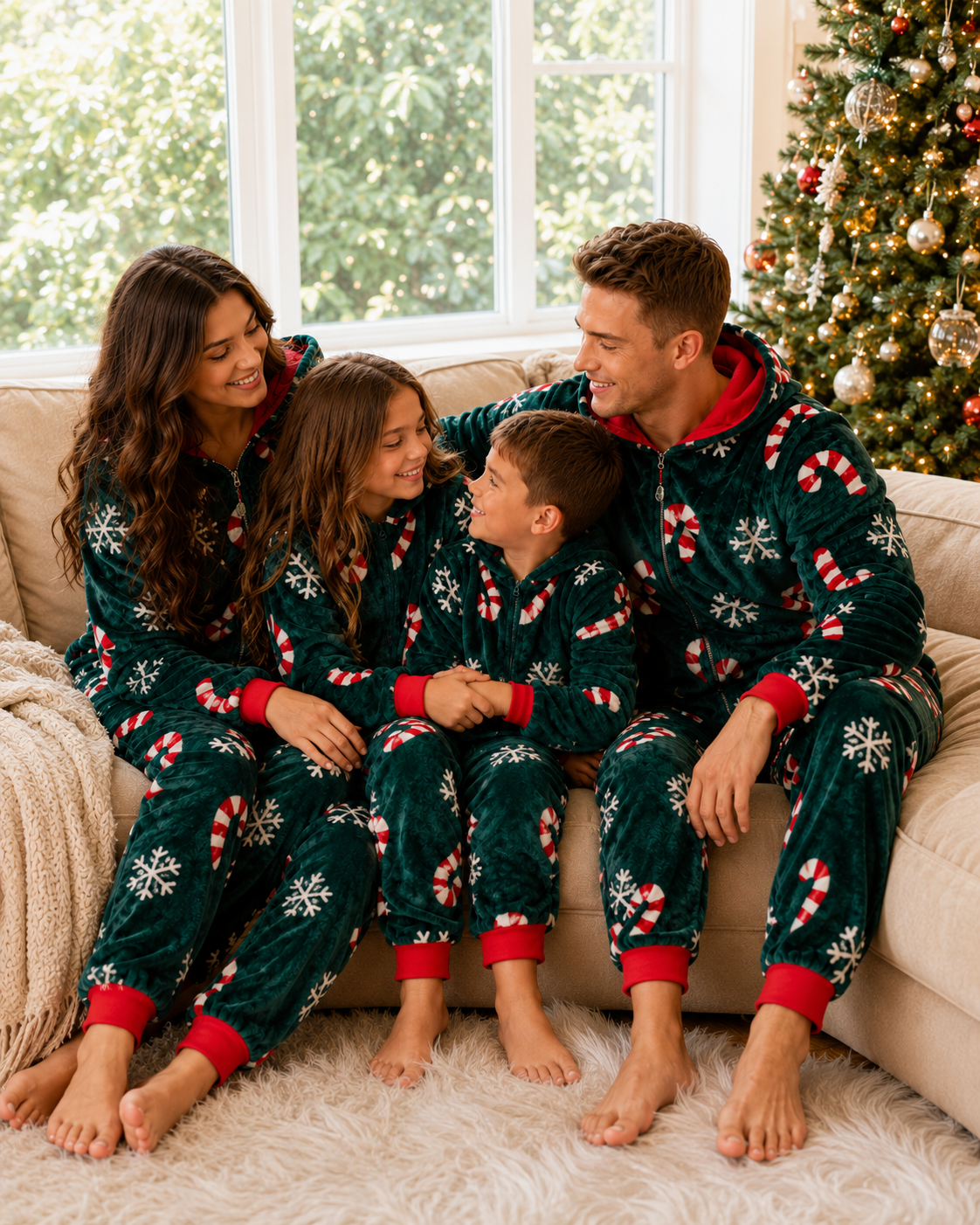Candy Cane Onesie-Family Matching Christmas Pajamas