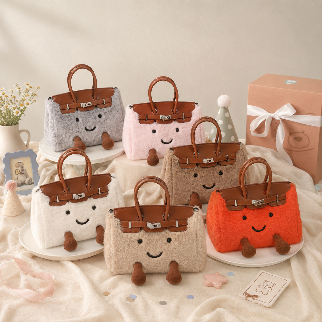 Fluffy Fox White-Jellycat Mini brikin  Bag
