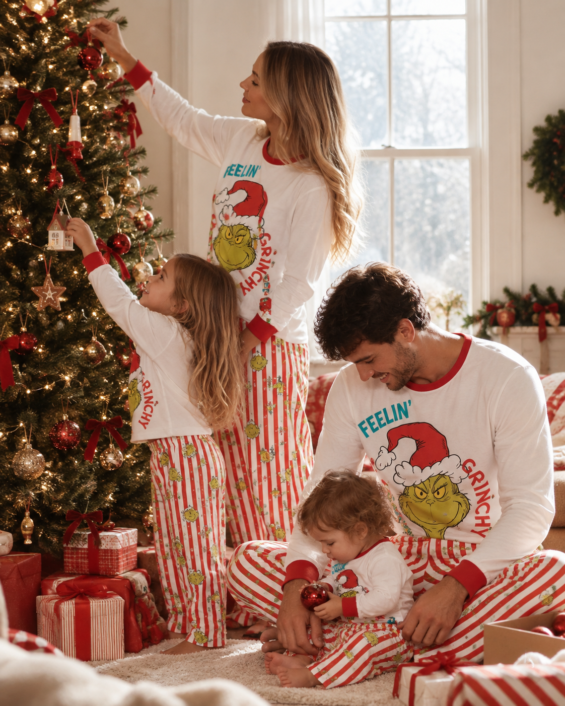 Festive Fusion-Family Matching Grinch Christmas Pajamas