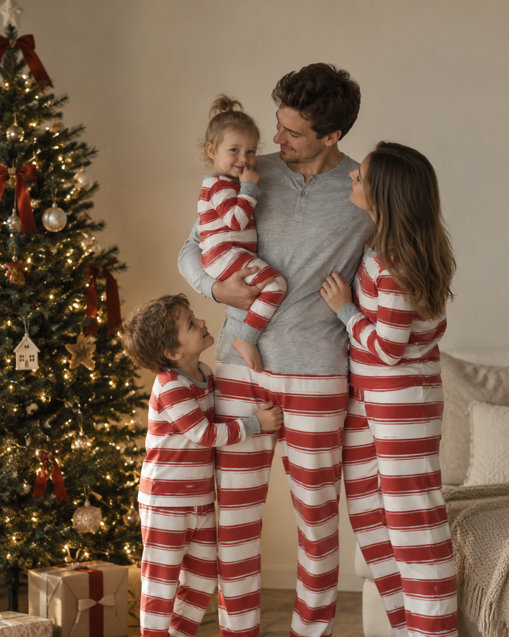 Pleasure Stripe- Red Plaid Family Christmas Pajamas