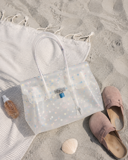 White Polka Dot TPU Jelly Tote Bag jellyfirkin bag