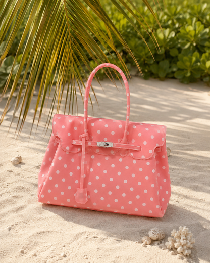 Pink White Polka Dot TPU Jelly Tote Bag jellyfirkin bag