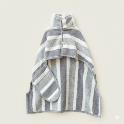 Quick Dry Dog Bathrobe With Striped Design And Adjustable Strap