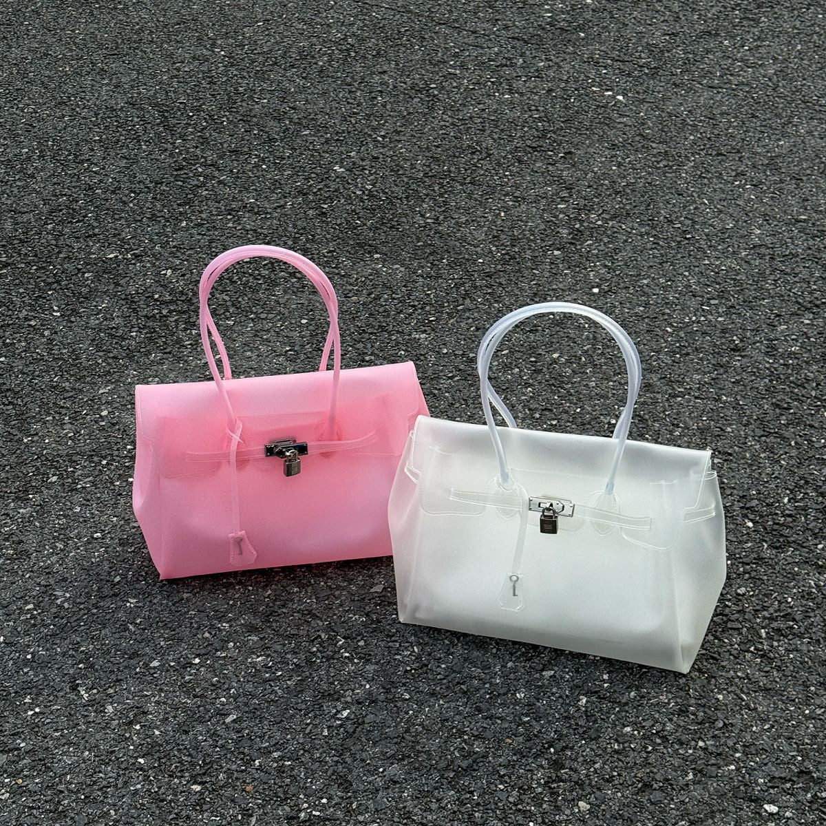 Pink Color Jelly Firkin Tote bag