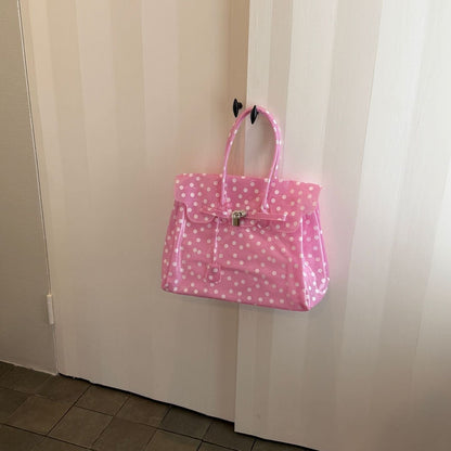 Pink White Polka Dot TPU Jelly Tote Bag jellyfirkin bag