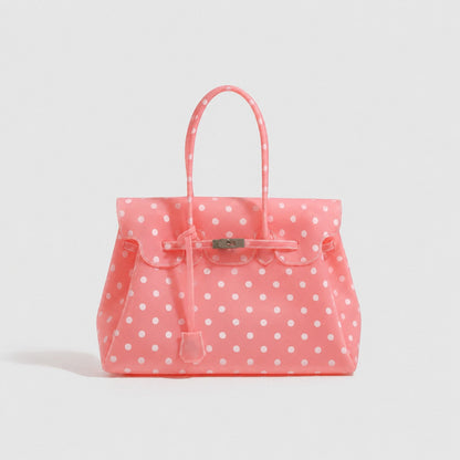 Pink White Polka Dot TPU Jelly Tote Bag jellyfirkin bag