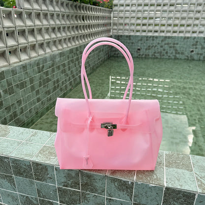 Pink Color Jelly Firkin Tote bag