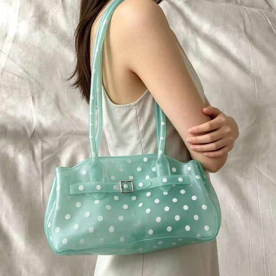 Green White Polka Dot Horizontal Candy Color Jelly firkin bag